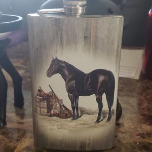Flask with Horse and Saddle Print